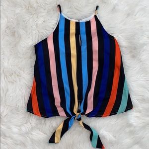 Multicolored striped tank top style blouse